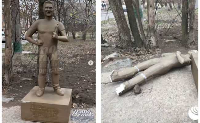 Сдуло: скандальная статуя звезды &laquo;Беспринципных&raquo; простояла в&nbsp;Таганроге всего сутки